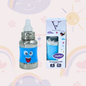 Voik Vega Silicone Sleeve Blue Smile Print Baby Feeding Bottle 140ml