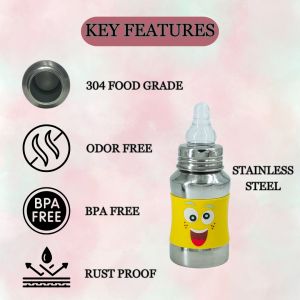 Voik Vega Silicone Sleeve Yellow Smile Print Baby Feeding Bottle 140ml