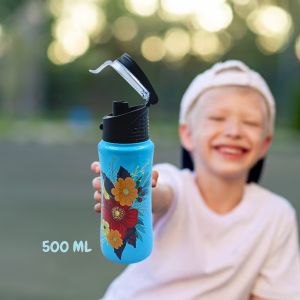 Voik Kiddo Flora Stainless Steel Flip Cap Water Bottle 500ml