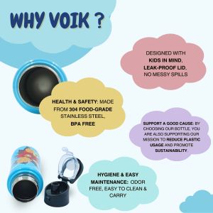 Voik Kiddo Flora Stainless Steel Flip Cap Water Bottle 500ml
