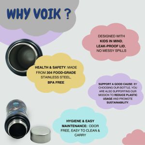 Voik Kiddo Space Stainless Steel Screw Water Bottle 500ml