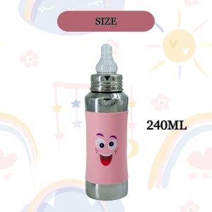 Voik Vega Silicone Sleeve Pink Smile Print Baby Feeding Bottle 240ml