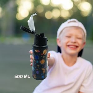 Voik Kiddo Space Stainless Steel Flip Cap Water Bottle 500ml