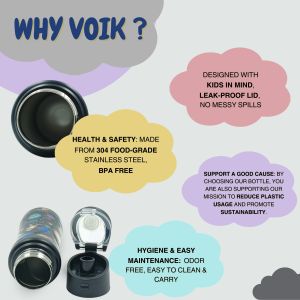 Voik Kiddo Space Stainless Steel Flip Cap Water Bottle 500ml