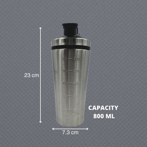 Voik Premium 800ml Gym Shaker Bottle Silver