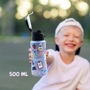 Voik Kiddo Science Stainless Steel Flip Cap Water Bottle 500ml