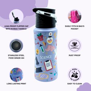 Voik Kiddo Science Stainless Steel Flip Cap Water Bottle 500ml