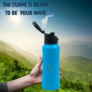 Voik Curve Matte Blue Stainless Steel Water Bottle 500ml