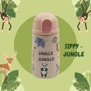 Voik Sippy Jungle Stainless Steel Water Bottle with Straw