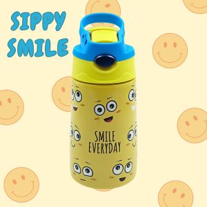 Voik Sippy Smile Stainless Steel Water Bottle with Straw