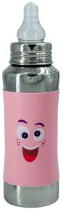 Voik Vega Silicone Sleeve Pink Smile Print Baby Feeding Bottle 240ml