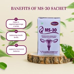 Rakson Life SCIENCES MS-30 KIT - Comprehensive PCOS/PCOD AND ovarian cyst Solution, 30 Herbs Tablets & Decotion for Female Health