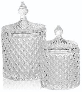 Glass Crystal Diamond Faceted Jar