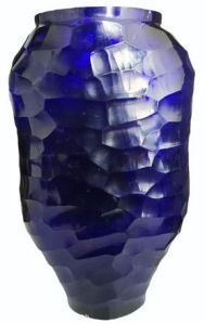 Blue Glass Flower Pot