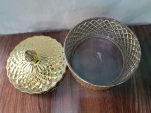 Golden Glass Candy Jar