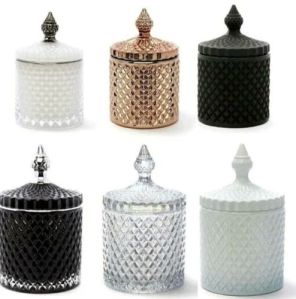 Diamond Cut Glass Jar