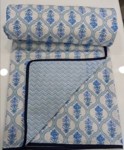 Blue Printed Cotton Dohar Blanket