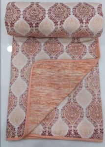 Orange Printed Cotton Dohar Blanket