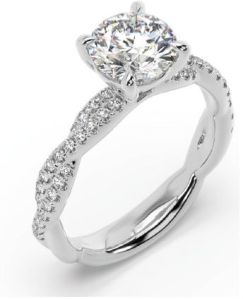 Criss Cross Lab Grown Diamond Round Cut Solitaire Ring