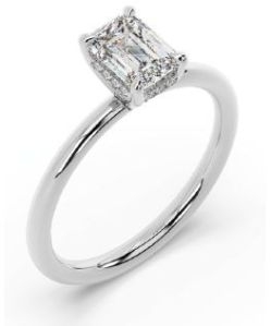 Lab Grown Diamond Emerald Cut Plain Shank Solitaire Ring