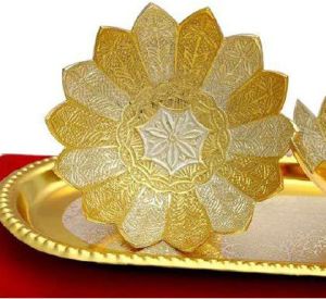 3.6 Inch German Silver Plated Bowl With Tray Set