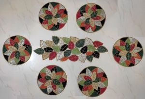 Handmade Tropical Fall Leaves Beaded Placemats