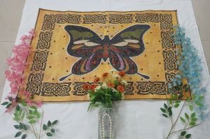Handmade Yellow Butterfly Bead Embroidery Wall Hanging