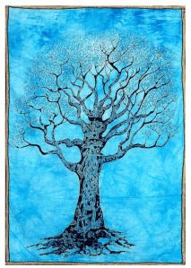 Handmade Indigo and Golden Forest Wall Hanging