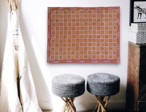 Vintage art Indian Nakshi Kantha Tapestry Wall Hanging