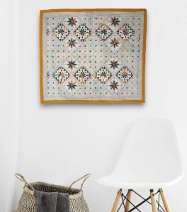 Handmade Indian Nakshi Kantha Tapestry Wall Hanging