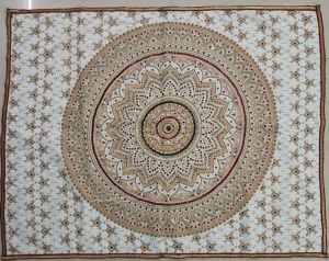 Handmade Golden White Beaded Embroidery Wall Hanging