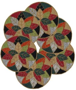 Handmade Tropical Fall Leaves Beaded Placemats