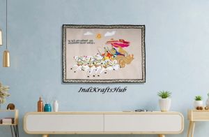 Indian Hindu God Krishna Arjun Handmade Tapestry Wall hanging