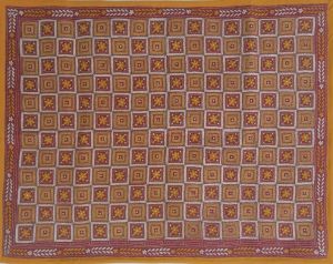Vintage art Indian Nakshi Kantha Tapestry Wall Hanging