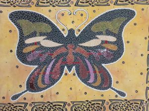 Handmade Yellow Butterfly Bead Embroidery Wall Hanging