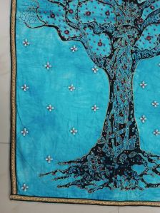 Handmade Indigo and Golden Forest Wall Hanging