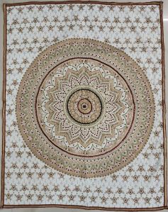 Handmade Golden White Beaded Embroidery Wall Hanging