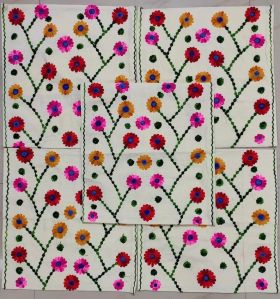 Colorful Wool Thread Hand Embroidered Cushion Cover