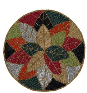 Handmade Tropical Fall Leaves Beaded Placemats