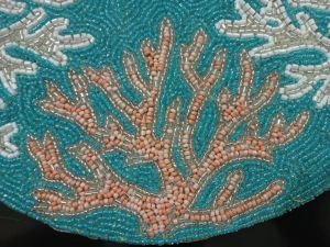 Handmade Blue White Winter Beaded Table Placemats