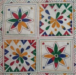 Handmade Indian Nakshi Kantha Tapestry Wall Hanging