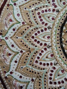 Handmade Golden White Beaded Embroidery Wall Hanging