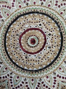 Handmade Golden White Beaded Embroidery Wall Hanging