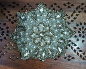 Handmade White and Silver Pearls Star Theme Beaded Coasters