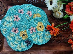 Handmade farmhouse floral Beaded Coasters