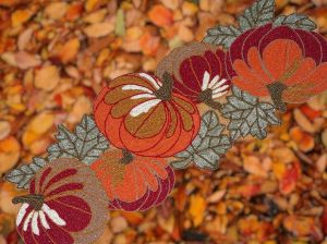 Handmade Pumpkin Beaded Table Runner