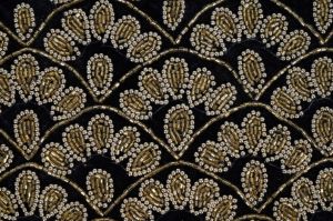 Handmade Black Golden Leaves Beaded Cushion Cover