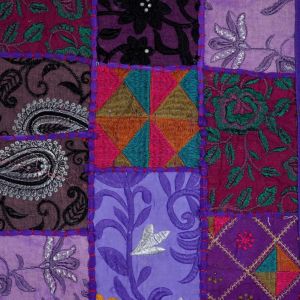 Handmade Vintage Purple Saree Patchwork Table Runner