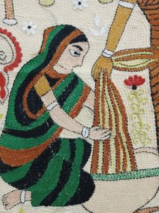 Handmade Embroidered Nakshi Kantha Motifs Wall Hanging