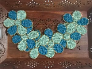Handmade Blue Green Floral Garden Table Runner